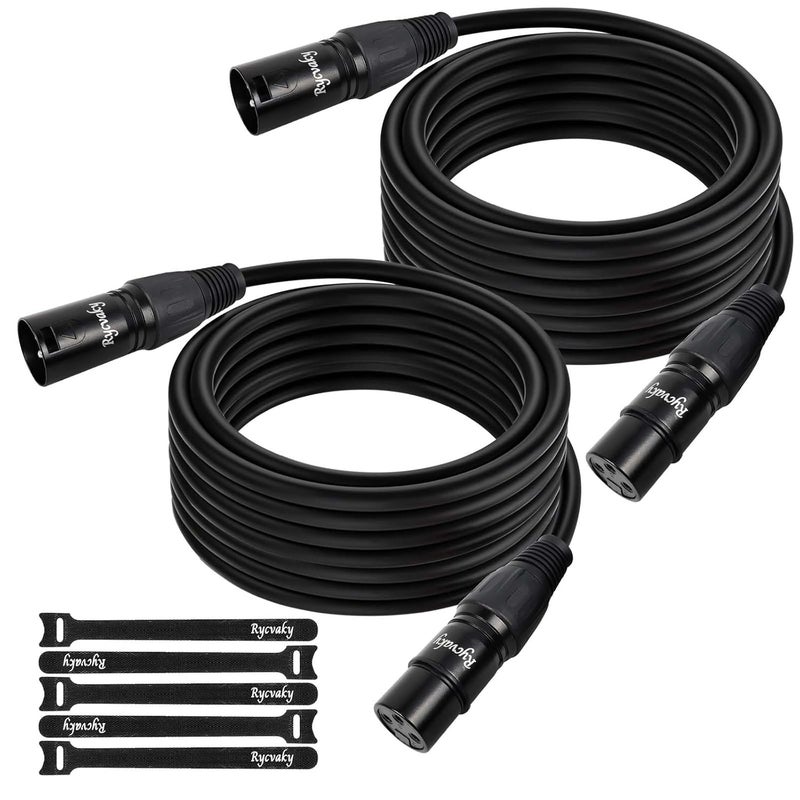 rycvaky 3 Pin Balanced DMX Cable 35ft 2 Pack, Shielded XLR Adapter Cord, DMX Stage Lighting Cable for Moving Head, Par Light, Speaker Systems, Mixer, Recording Studio - Image 1